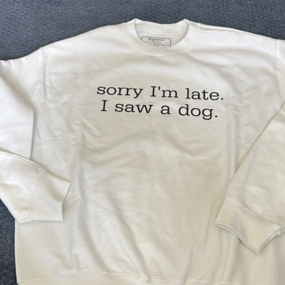 White Sweatshirt with Fun Text